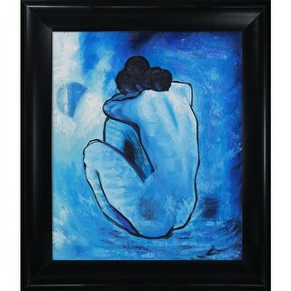 La Pastiche Blue Nude with Black Matte King Frame, 27" x 31" - Bed Bath